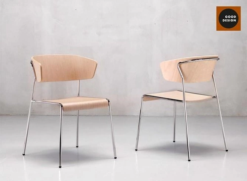 Krzesło drewniane Lisa SCAB Design do jadalni retro antracytowe orzech vintage na metalowych nogach