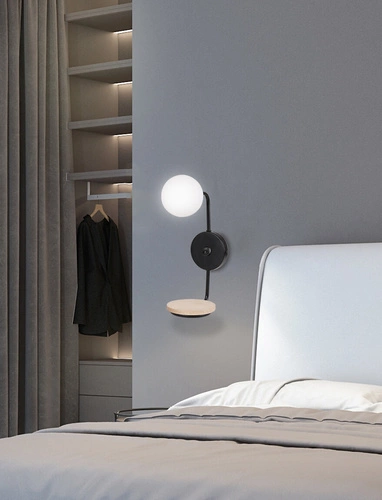 Kinkiet ścienny Ponio nowoczesny czarny z białym kloszem do salonu i sypialni 35 cm