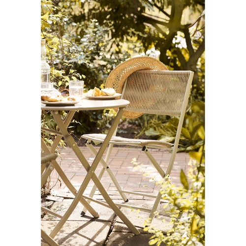 Zestaw mebli ogrodowych Arcas bistro taupe metalowy na taras 2 krzesła i stół