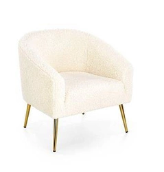 Fotel wypoczynkowy Eder kremowy welur do salonu nowoczesny z podłokietnikami Intesi