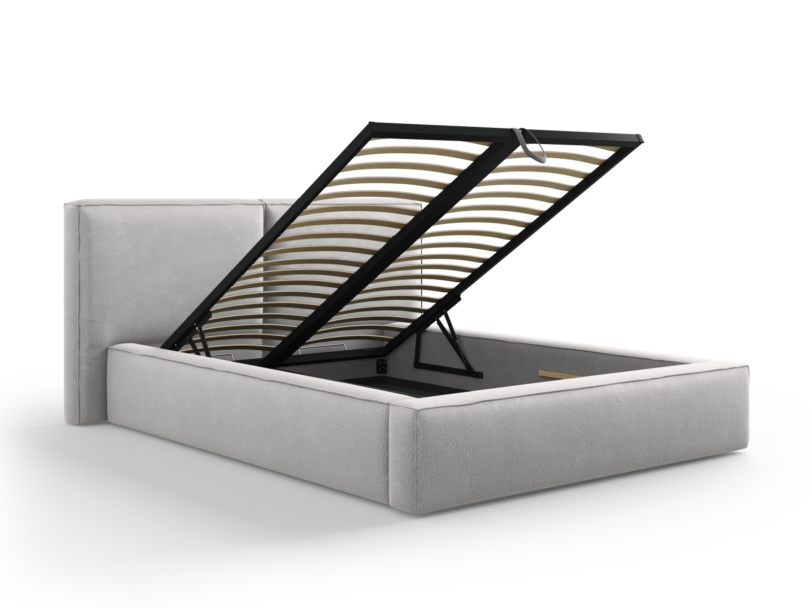 Łóżko tapicerowane do sypialni Jodie II szare 180x200 z pojemnikiem glamour