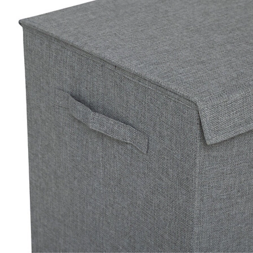 Kosz na pranie do łazienki Colorama 74l szary składany z 2 komorami klasyczny 5five