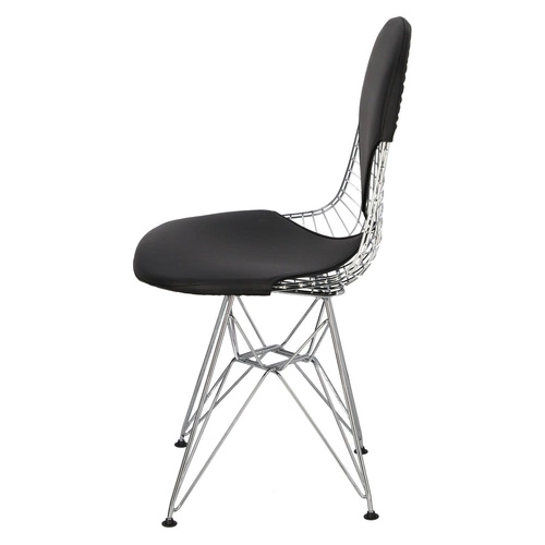 Krzesło nowoczesne metalowe Net Double czarne do jadalni z poduszką D2.DESIGN