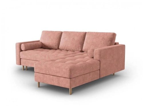 Narożnik z funkcją spania Gobi Pink Structured Fabric prawostronny