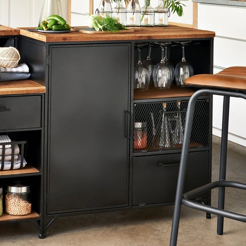 Komoda Cierna czarna industrialna na nóżkach 80 cm do salonu i sypialni Atmosphera