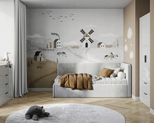 Łóżko pojedyncze tapicerowane Holly 90x200 szare welurowe do pokoju dziecięcego