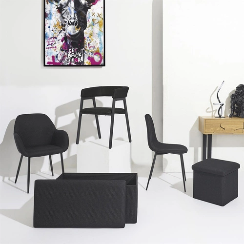 Krzesło tapicerowane Lavia czarne Intesi do jadalni i salonu nowoczesne z podłokietnikami