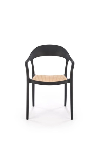 Krzesło do jadalni Sorana Intesi nowoczesne czarno-naturalne z podłokietnikami sztaplowane