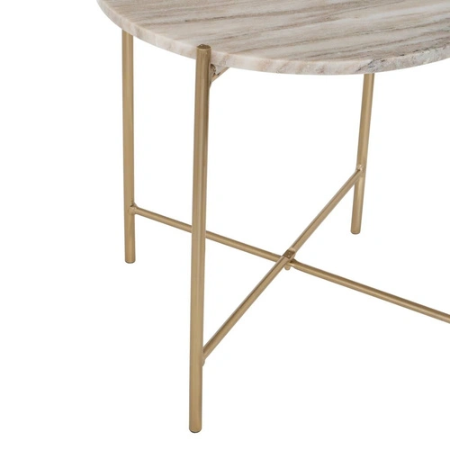 Stolik kawowy Mesta okrągły 42 cm marmurowy glamour złoty