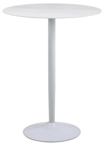 Stół barowy Malta okrągły biały marmur 80 cm nowoczesny do kuchni i jadalni Actona