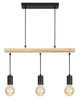 Lampa wisząca Izzy czarna drewniana 3-punktowa nowoczesna do salonu i jadalni