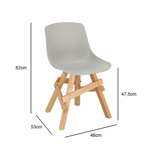 Krzesło do jadalni i kuchni Rail Intesi szare nowoczesne drewniane nogi skandynawskie