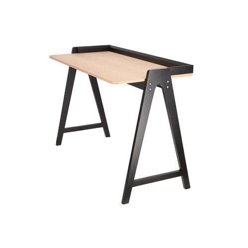 Biurko do pracy Malmo nowoczesne szerokie skandynawskie naturalne czarne Intesi 123 cm
