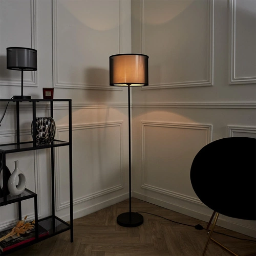 Intesi Shade lampa stojąca czarna z abażurem nowoczesna do salonu i sypialni 150 cm