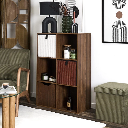 Regał do salonu klasyczny otwarty Tiffany orzech ciemny 4 półki Intesi 66,6 cm