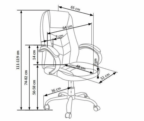 Fotel biurowy ergonomiczny Dades brązowy obrotowy z ekoskóry z regulacją do biura