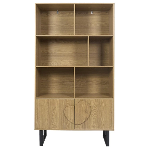 Regał na książki Calypso naturalny loftowy z szafką i półkami do salonu Intesi 180x100 cm