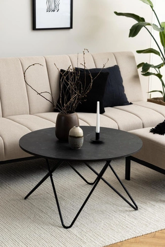 Stolik kawowy Wyre okrągły 80 cm czarny marmur nowoczesny loftowy do salonu Actona