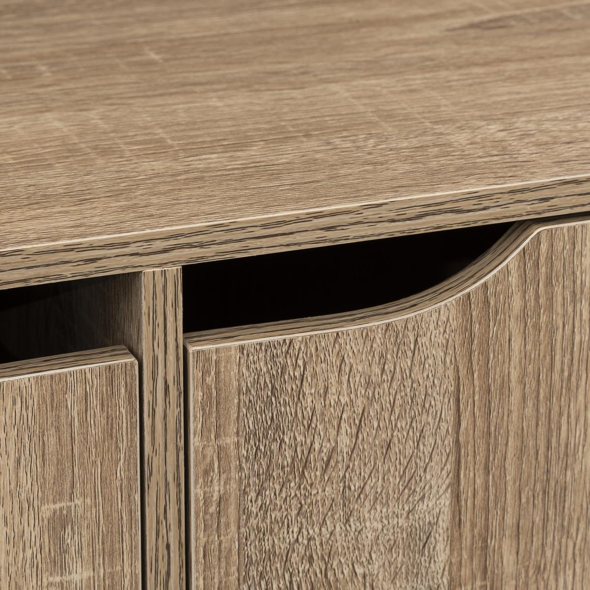 Komoda Kali 6 szafek nowoczesna wąska drewniana do przedpokoju 100 cm naturalna