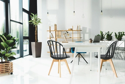 Krzesło do jadalni Sirena Intesi czarne z tworzywa i drewna łatwe w czyszczeniu skandynawskie