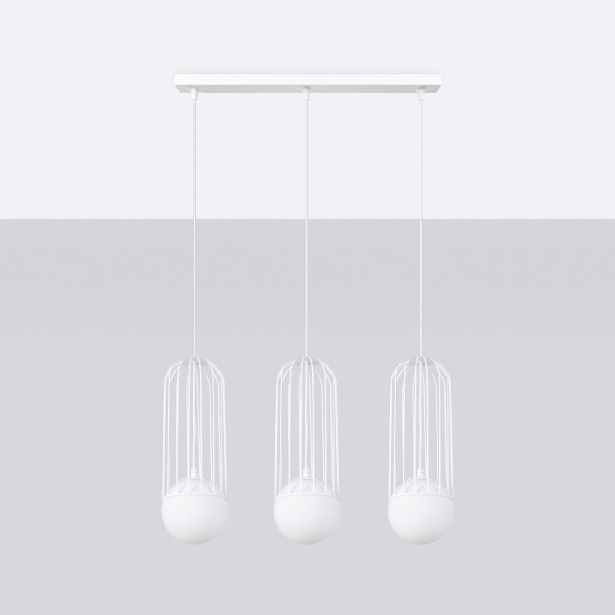 BRINA 3L nowoczesna biała lampa wisząca do salonu i jadalni potrójna SOLLUX