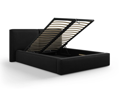 Łóżko do sypialni tapicerowane Jodie II czarne 180x200 z pojemnikiem nowoczesne