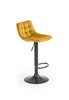 Hoker Plaid welurowy musztardowy z oparciem regulowany obrotowy nowoczesny do kuchni Intesi