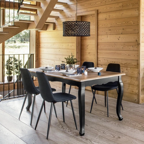 Krzesło tapicerowane Tyka czarne do jadalni loftowe na metalowych nogach Atmosphera