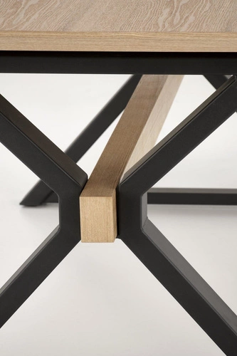 Stół rozkładany do jadalni Lorete 100x180-300 cm nowoczesny drewniany blat czarne nogi Intesi