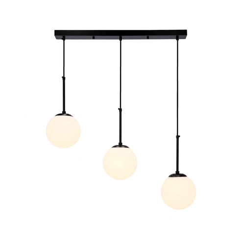 Lampa wisząca Pompei czarny 3x40W E27  klosz biały