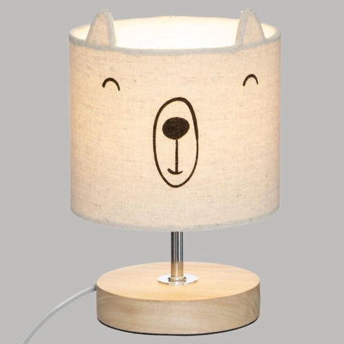 Lampka nocna Bear kremowa nowoczesna do pokoju dziecka z abażurem Atmosphera drewno 21 cm