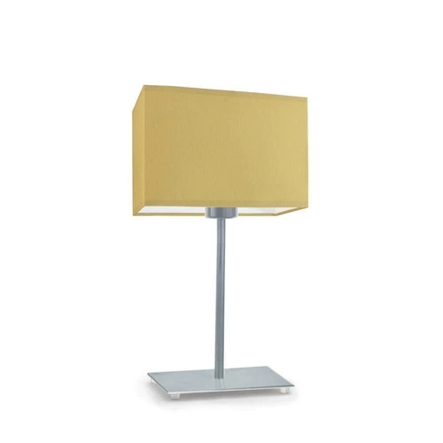 Lampka nocna AMALFI nowoczesna z abażurem żółtym i srebrnym stelażem do sypialni 40 cm