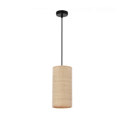 Lampa wisząca Fleri czarny 1x60 E27  abażur 12x25 beżowy ratan