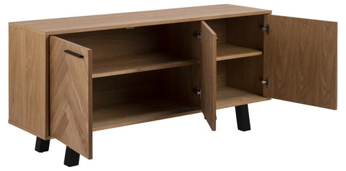 Komoda Brighton 150 cm dąb olejowany z frontem w jodełkę na nóżkach do salonu nowoczesna