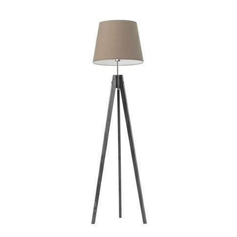 Lampa podłogowa drewniana Aruba beżowa z abażurem trójnóg glamour do salonu Lysne