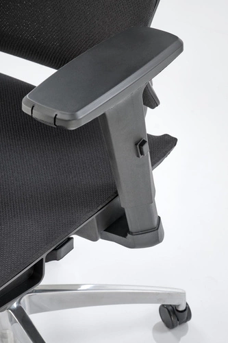 Fotel biurowy ergonomiczny Rivkin czarny z siatki obrotowy z zagłówkiem i regulacją Intesi