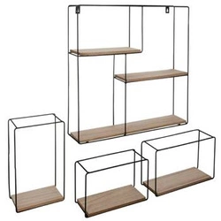 Zestaw 4 półek ściennych Ally czarne/naturalne industrialne do kuchni i na książki Atmosphera