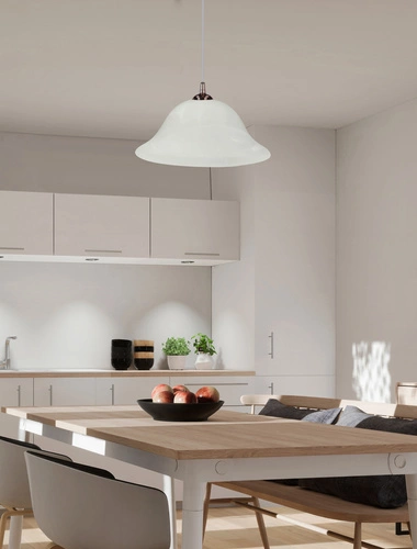 Lampa wisząca Vera szklana biała do salonu i jadalni klasyczna miedziana 25 cm