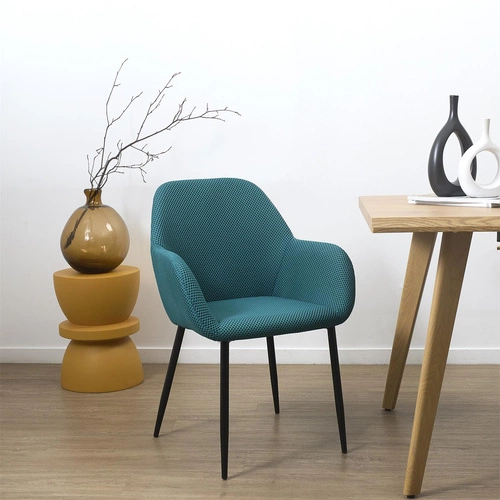 Krzesło tapicerowane Lavia Intesi turkusowe z podłokietnikami do jadalni i salonu nowoczesne