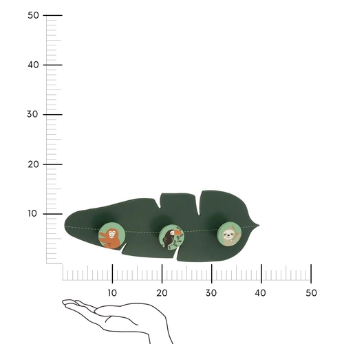 Atmosphera zielony wieszak ścienny do pokoju dziecięcego liść z motywem dżungli 3 haczyki