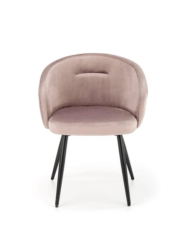 Krzesło do jadalni Claude Intesi beżowe tapicerowane welur z podłokietnikami nowoczesne