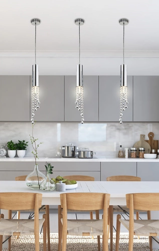 Nowoczesna lampa wisząca Duero chromowana LED regulowana do jadalni i kuchni