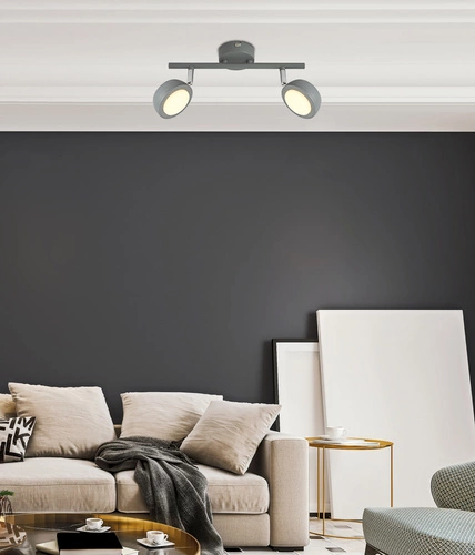 Nowoczesna lampa sufitowa LED Mild szara 2-punktowa regulowana do salonu i sypialni