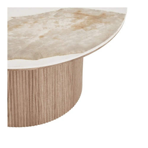 Stolik kawowy Athens okrągły ceramiczny biały 80 cm nowoczesny do salonu