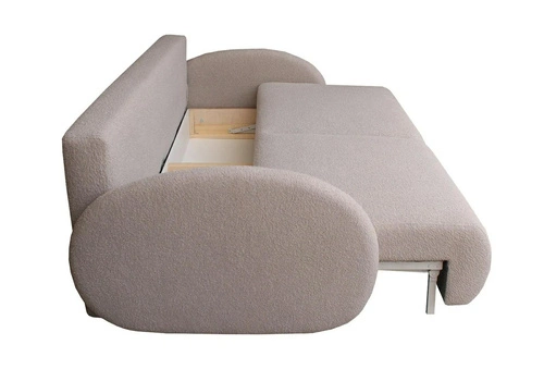 Sofa rozkładana z funkcją spania Andi brązowa skandynawska do salonu z pojemnikiem