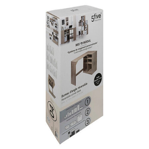 Kali biurko narożne nowoczesne z półkami do pracy i nauki naturalne 5five simply smart