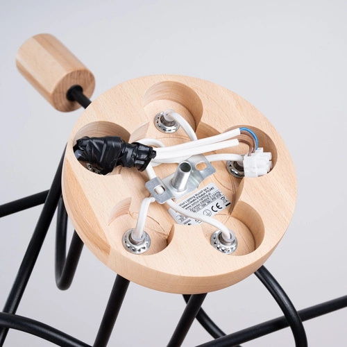 Żyrandol EMBER 5 czarny drewniany nowoczesny do salonu i jadalni SOLLUX LIGHTING