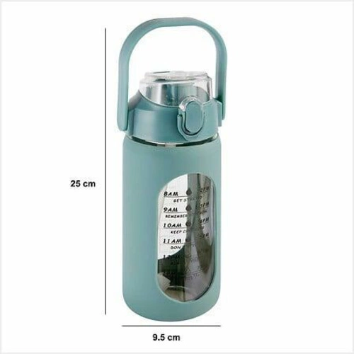 Butelka na wodę szklana 1l ze słomką i motywacją 5five simply smart zielona do pracy i szkoły