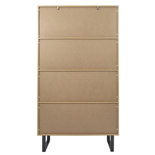 Regał na książki Calypso naturalny loftowy z szafką i półkami do salonu Intesi 180x100 cm