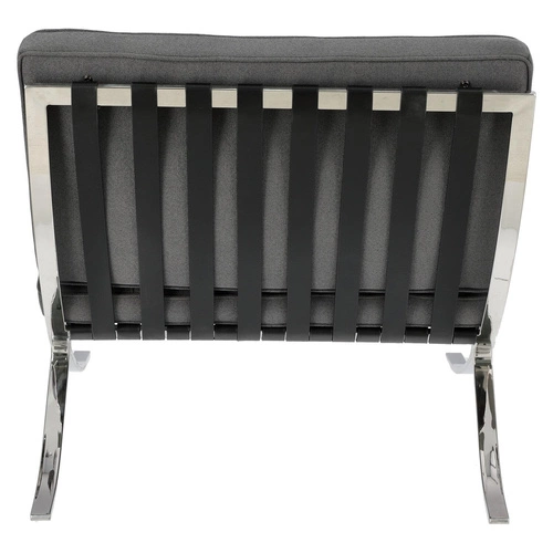 Fotel wypoczynkowy BA1 inspirowany Barcelona do salonu glamour tkanina antracyt chrom